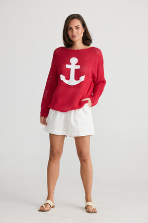 Anchored Knit Red + White