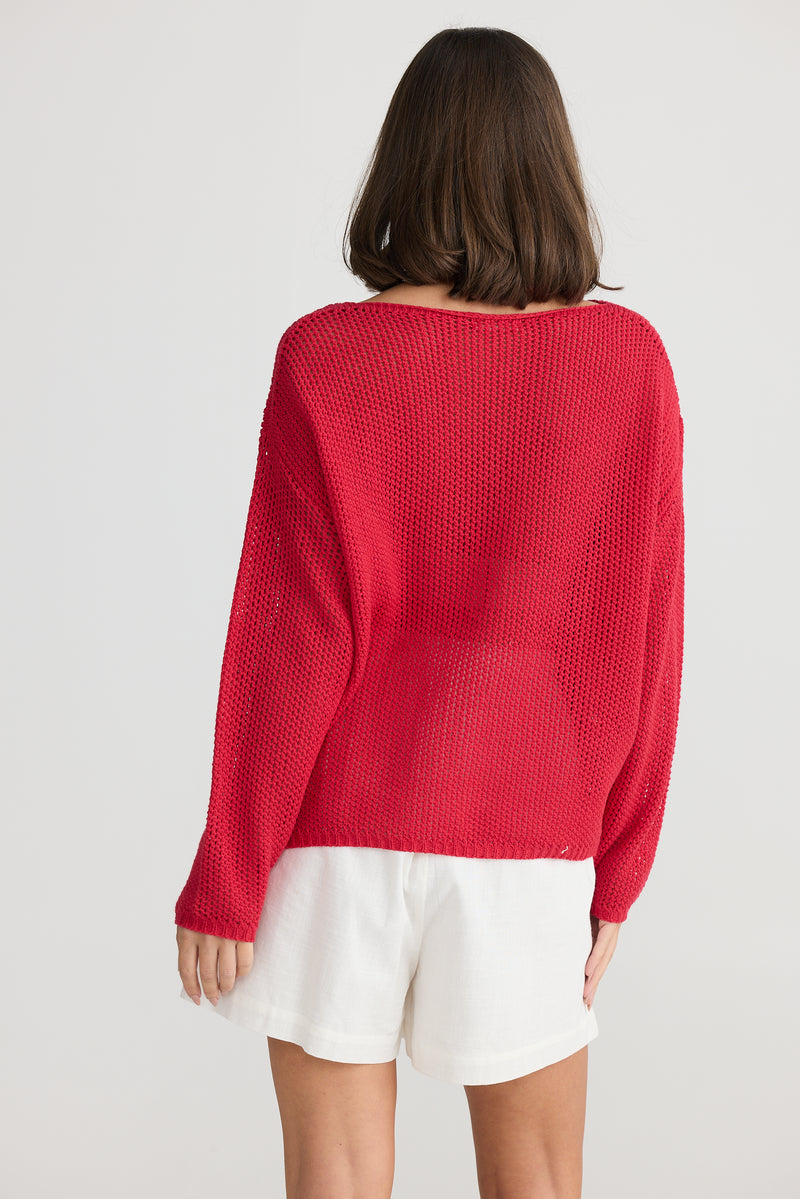 Anchored Knit Red + White