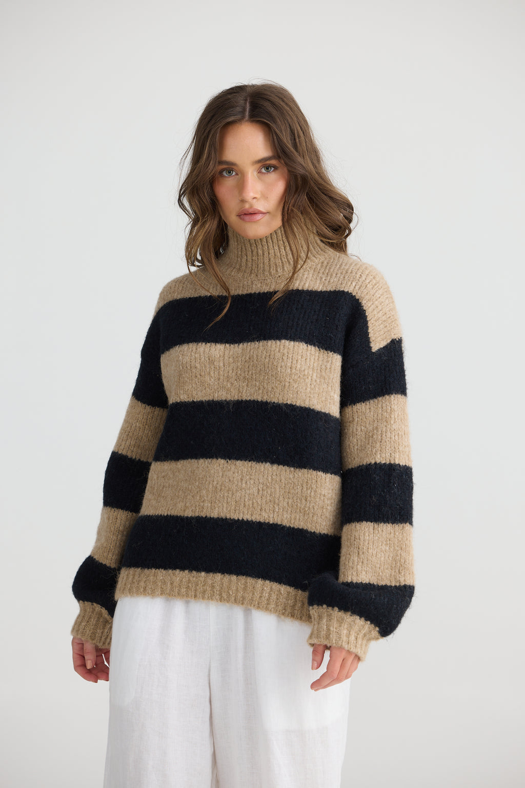 Island Knit Taupe Stripe