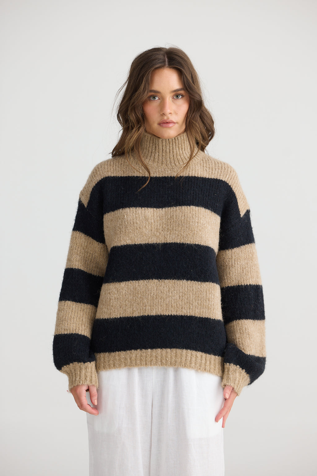 Island Knit Taupe Stripe