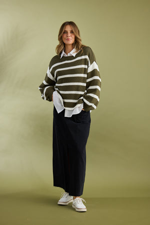 Driftwood Knit Khaki Stripe