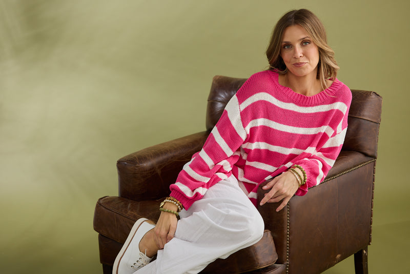 Driftwood Knit Pink Stripe