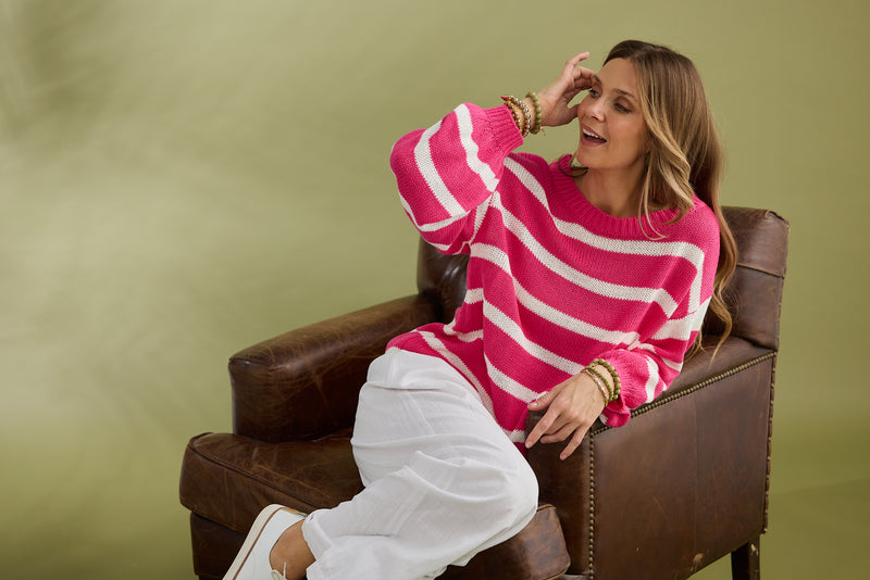 Driftwood Knit Pink Stripe