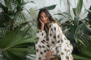 Cliffside Shirt Ivory Palm Print