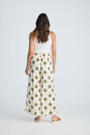 Fly Away Pants Ivory Palm Print