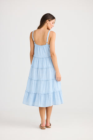 Alita Dress Blue Self Stripe
