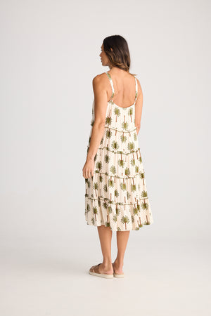 Alita Dress Ivory Palm Print