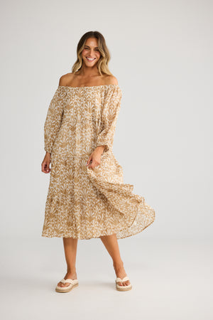Grenadine Dress Spring Fan Taupe
