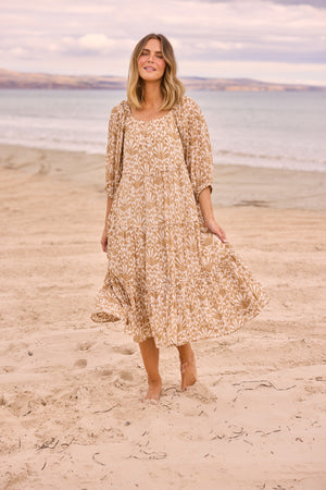 Grenadine Dress Spring Fan Taupe