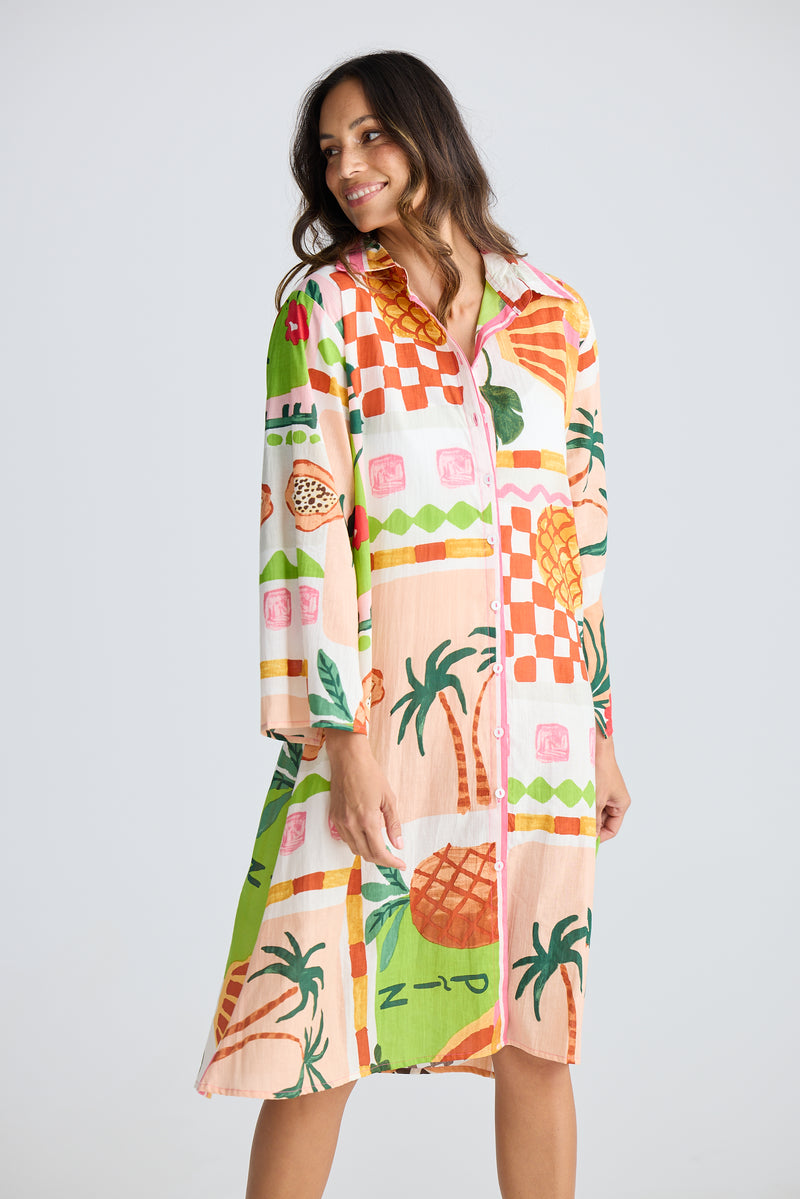 Stella Shirt Dress Tropical Fiesco