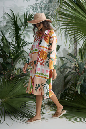 Stella Shirt Dress Tropical Fiesco