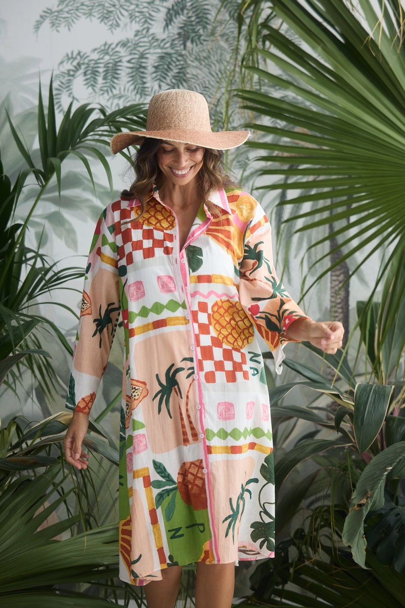 Stella Shirt Dress Tropical Fiesco