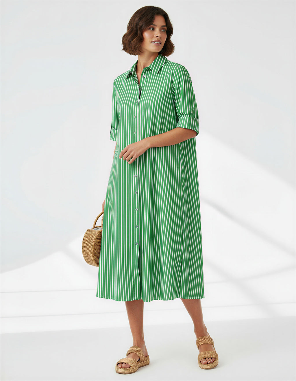 Shirt Dress Green Stripe