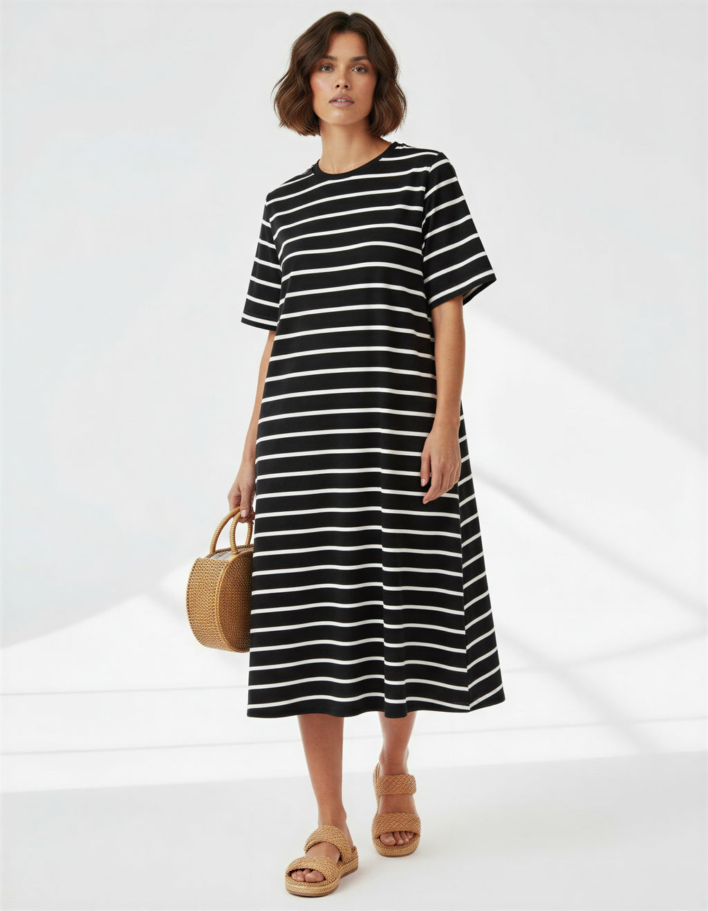 T-Shirt Dress Black Stripe