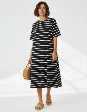 T-Shirt Dress Black Stripe