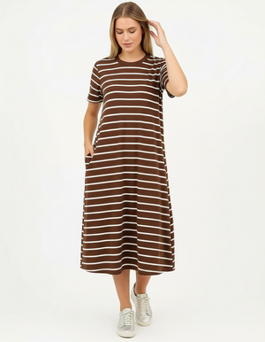 T-Shirt Dress Chocolate Stripe