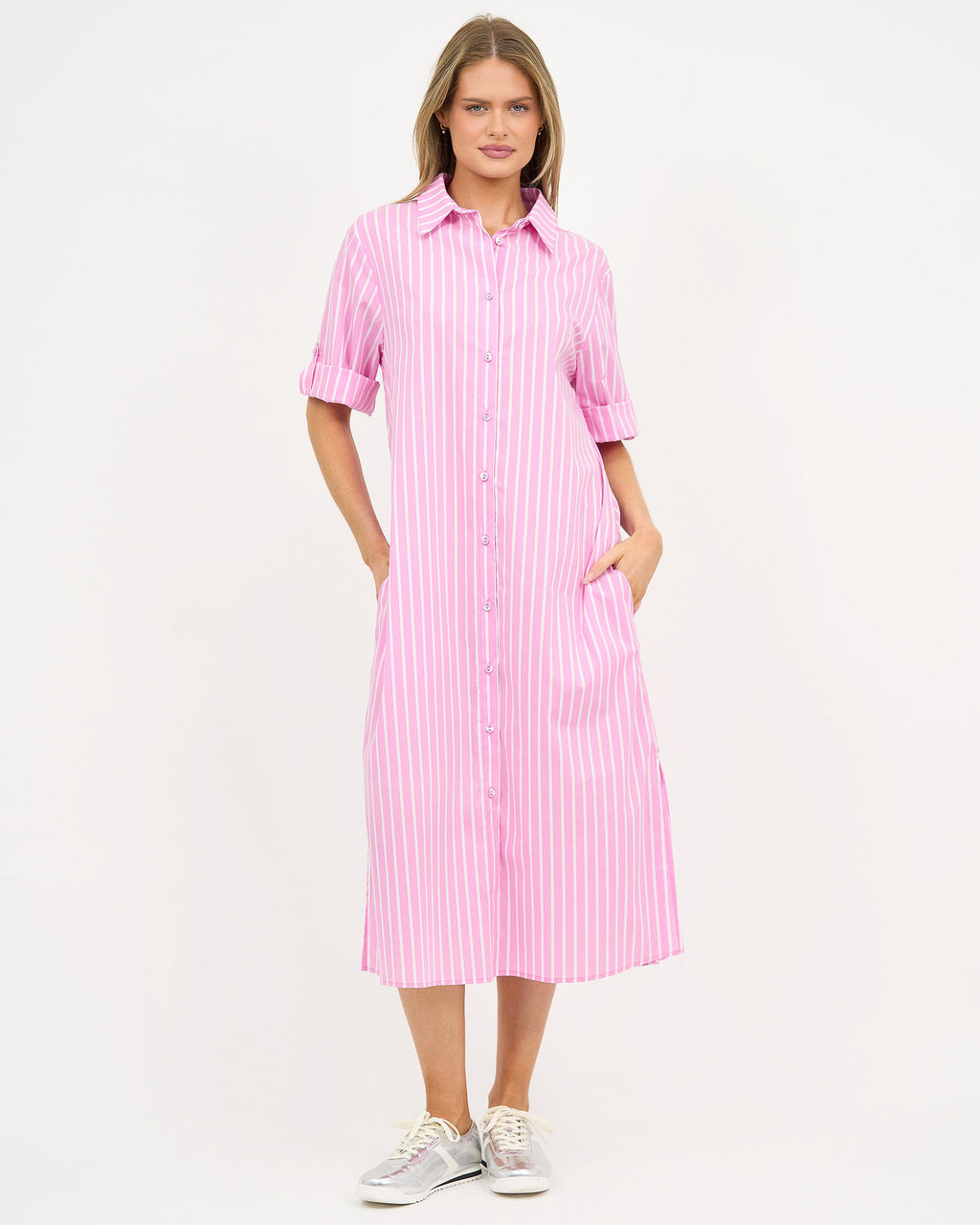 Shirt Dress Pink Stripe