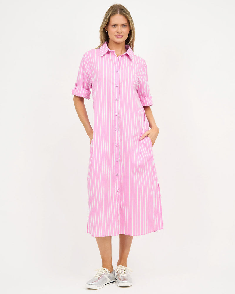 Shirt Dress Pink Stripe