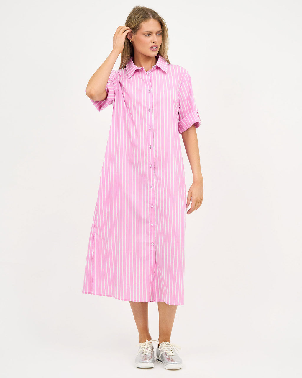 Shirt Dress Pink Stripe