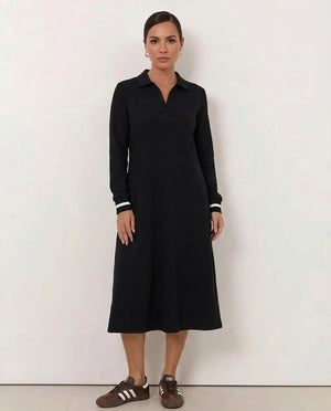 Polo Dress L/S Blk
