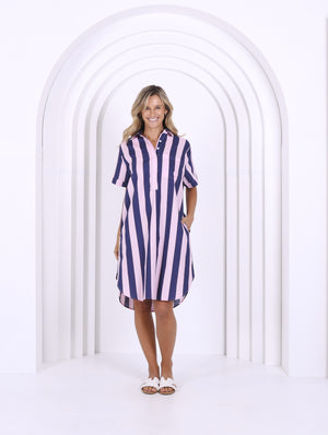 Karina Dress Navy/Pink