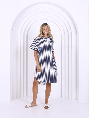 Karina Dress Navy/White