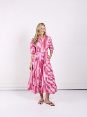Jane Dress Red/Pink Stripe
