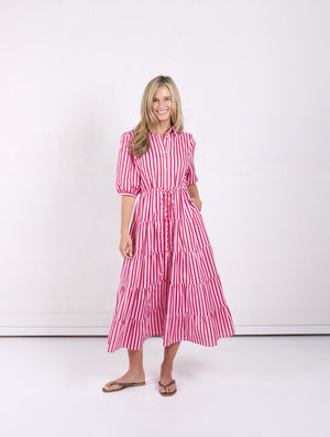 Jane Dress Red/Pink Stripe