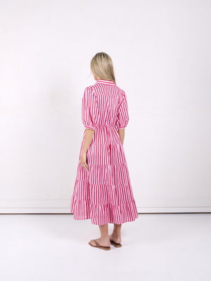Jane Dress Red/Pink Stripe