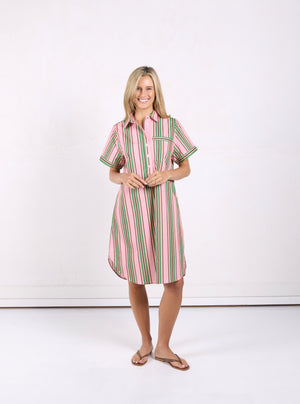 Karina Dress Emerald Stripe