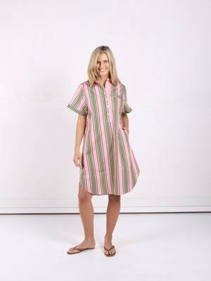 Karina Dress Emerald Stripe