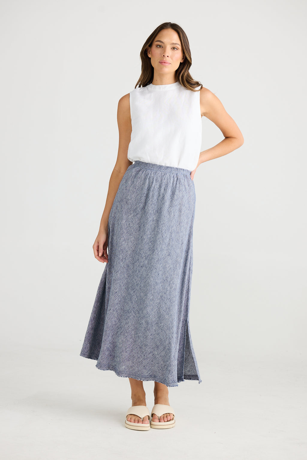 Sicily Skirt Navy Fleck