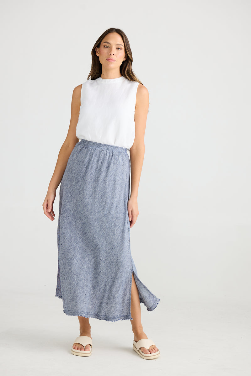 Sicily Skirt Navy Fleck