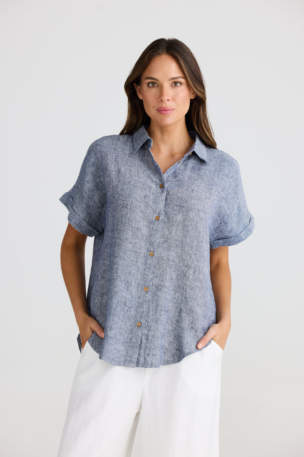 Dune Shirt Navy Fleck