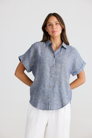 Dune Shirt Navy Fleck