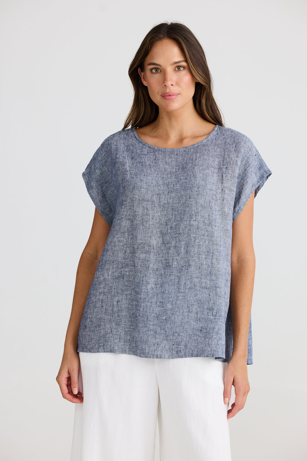 Souk Top Navy Fleck