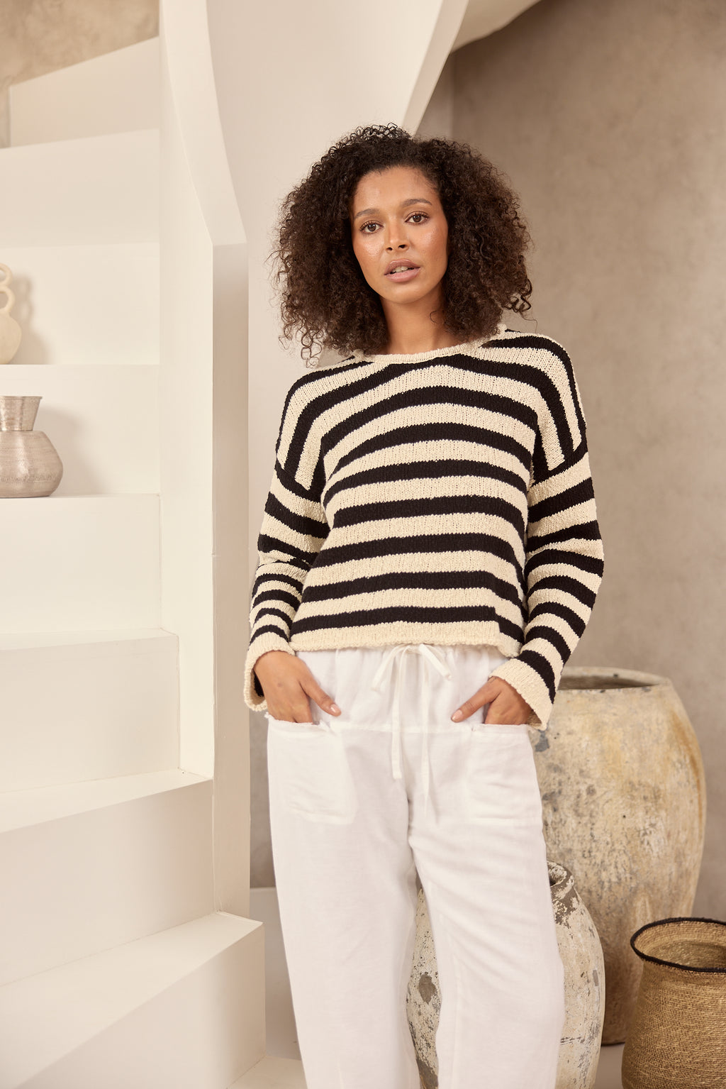 Keo Knit Nat w Blk Stripe
