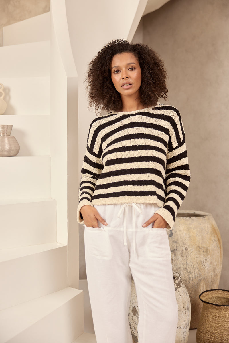 Keo Knit Nat w Blk Stripe