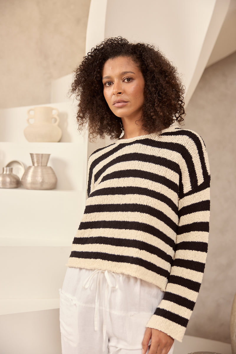 Keo Knit Nat w Blk Stripe
