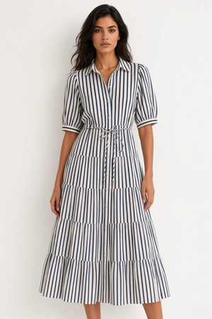 Jane Dress Navy/White Stripe