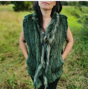 Classic Long Fur Vest Hunter Green