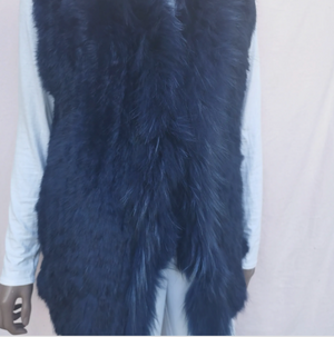 Classic Long Fur Vest Navy