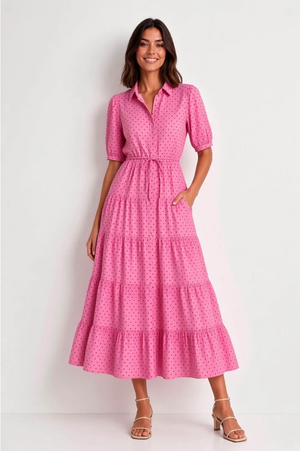 Jane Dress Red/Pink Square