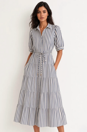 Jane Dress Navy/White Stripe
