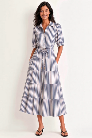 Jane Dress Navy/White Stripe