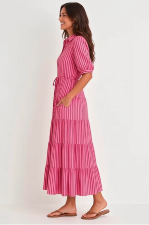 Jane Dress Red/Pink Stripe