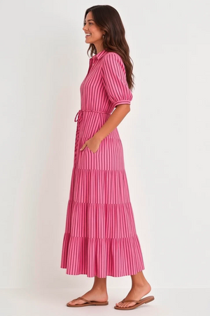 Jane Dress Red/Pink Stripe