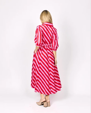 Anika Dress Red/Pink Stripe