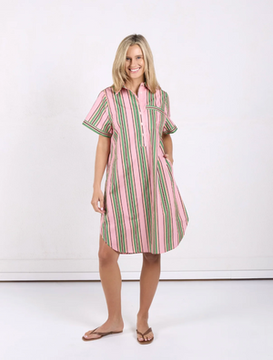 Karina Dress Emerald Stripe