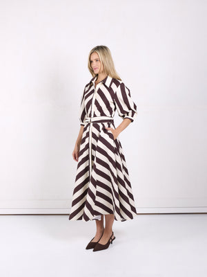 Bianca Dress Choc Stripe